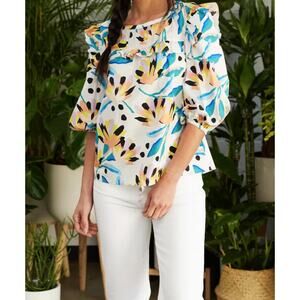 Crosby by Molly Burch Blouse Mae Top in Island Lillies Small